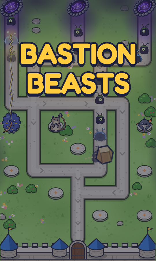 Bastion Beasts: the title over the battlefield, from the game's intro